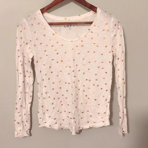 Slub knit white and copper long sleeve